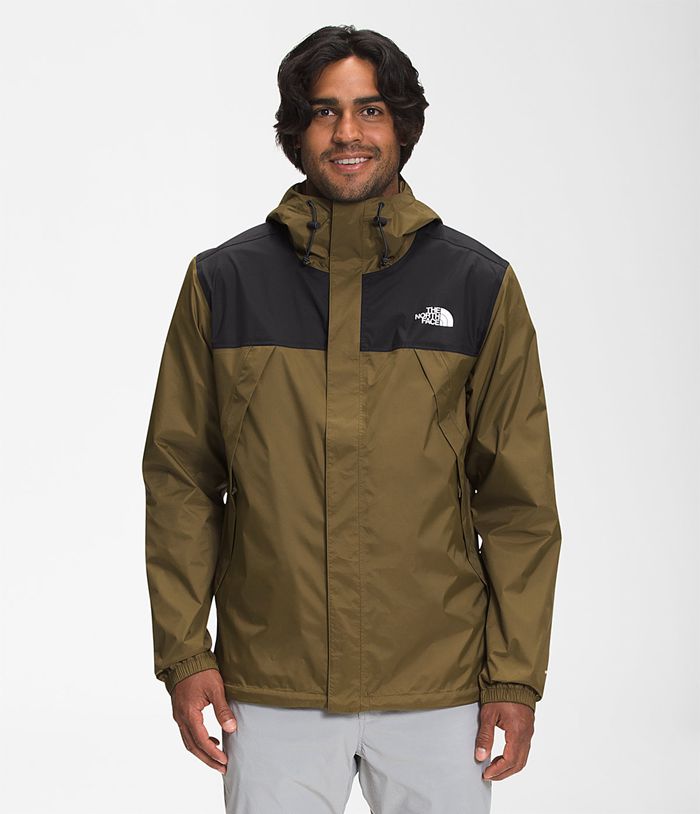 The North Face Mens Rain Jacket Antora 573XROKCG - Olive/Black